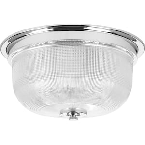 Archie Collection 2-Light Chrome Flushmount with Clear Prismatic Glass
