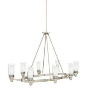 Circolo 8-Light Brushed Nickel Contemporary Dining Room Oval Chandelier