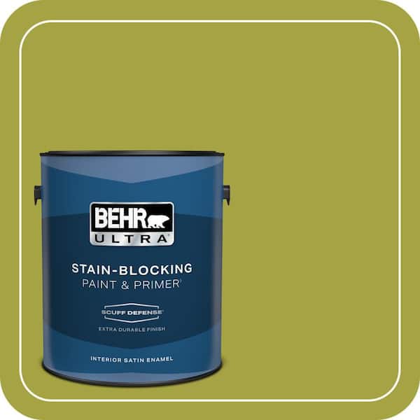 BEHR ULTRA 1 gal. #400B-7 Lemon Grass Extra Durable Satin Enamel Interior Paint & Primer