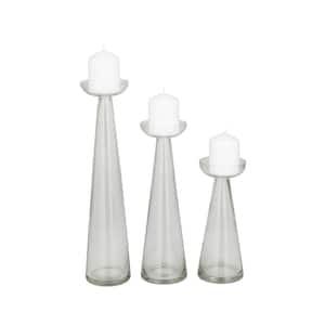 Clear Glass Pillar Candle Holder (Set of 3)