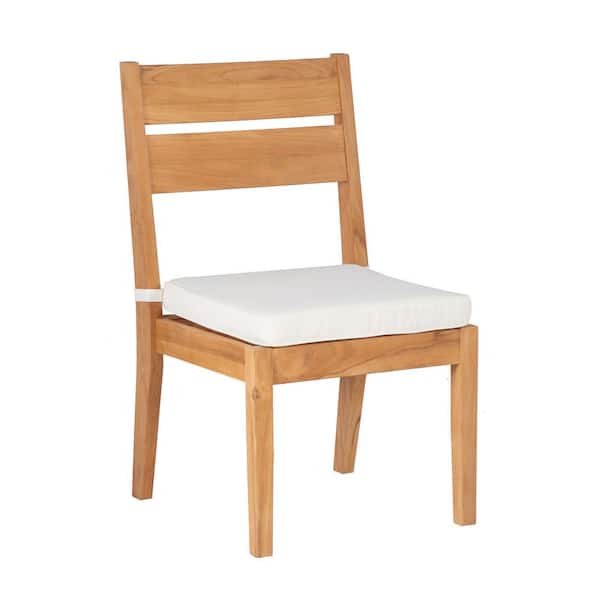 Callahan Teak Natural Brown Dining Chair with Beige Cushion (2-Pack)