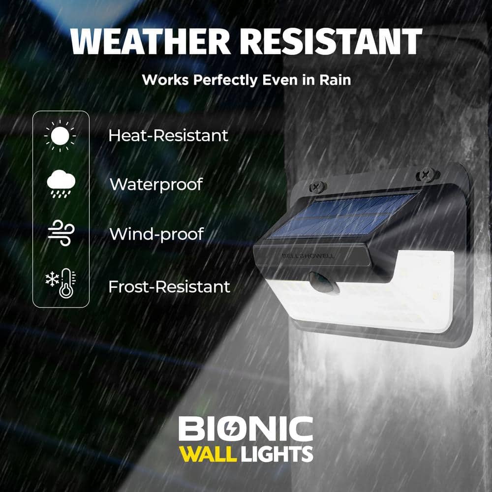 Black Solar Powered Motion Sensor LED Wall Pack Light