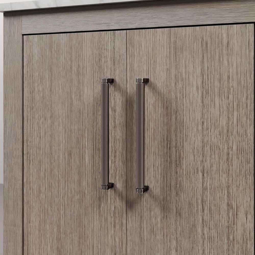 Rustic Grey Oak 30'' Freestanding Vanity with White Marble Top
