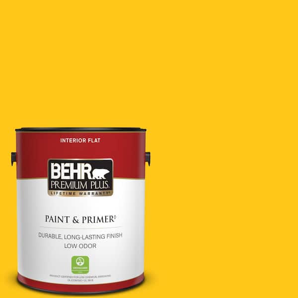 BEHR PREMIUM PLUS 1 gal. #P300-7 Unmellow Yellow Flat Low Odor Interior Paint & Primer