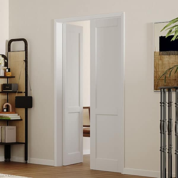 48 in. x 80 in. 2-Panel, White Primed, Solid Wood & MDF, Painted, Pre-Finished Door Panel Interior Door Slab