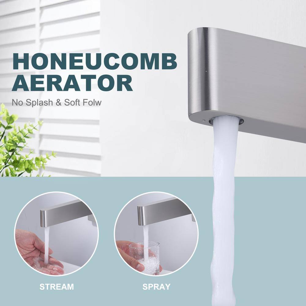 Brushed Nickel Single Handle Wall Mounted Bathroom Faucet