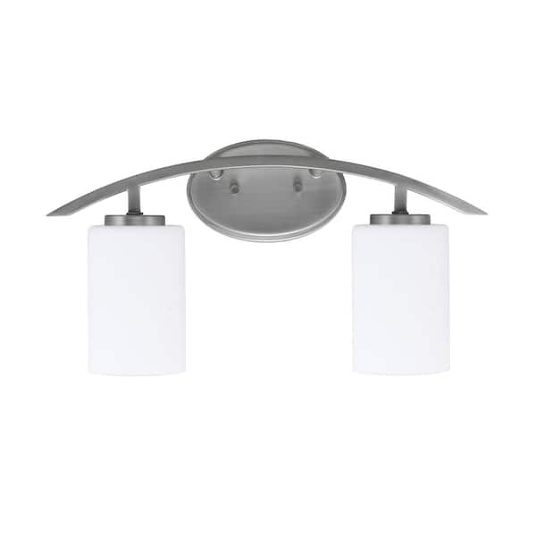 Unbranded Siena 18.25 in. 2-Light Vanity Light Graphite with White Muslin Glass Shades