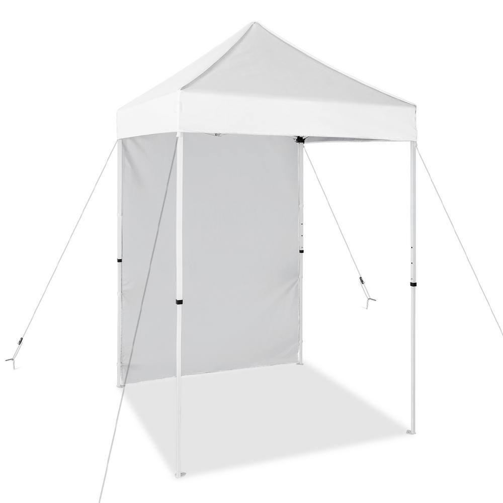 White 5x5 Outdoor Portable Canopy Tent with Sunwall and Carry Bag