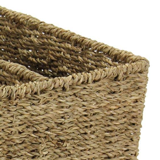 Natural Seagrass Freestanding Double Magazine Rack