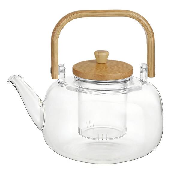 49 oz. 6-Cup Glass Teapot with Removable Infuser and Lid for Loose Leaf Blooming Tea, Stovetop and Microwave Safe