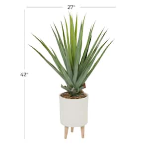 42 in. H Agave Artificial Plant with Realistic Leaves and White Ceramic Pot