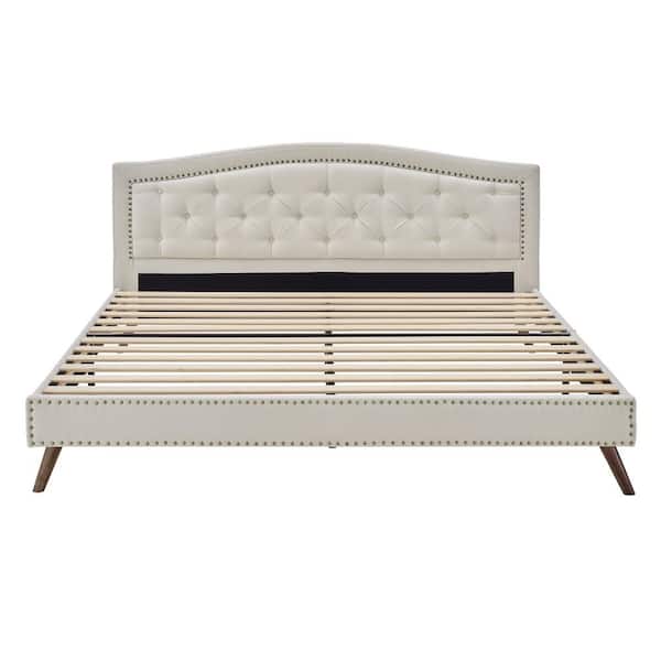 Decoro Irvin Diamond Tufted King Peyton, King Size Platform Bed Frame With Headboard Upholstered Tufted Wooden Slats