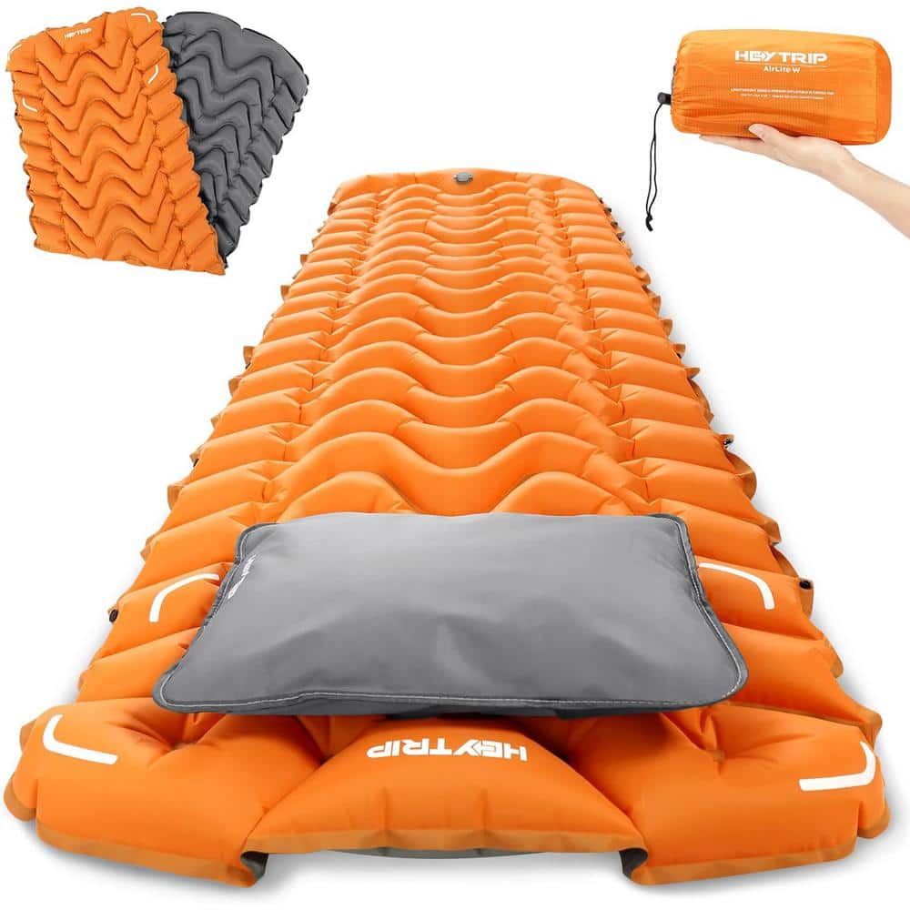 Single Ultralight Sleeping Pad with Detachable Pillowcase, Fast Inflatable 