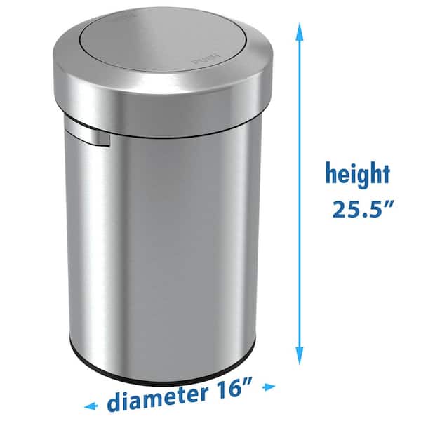 Itouchless Stainless Steel Dual-Deodorizer Oval Open-Top 13-Gallon Commercial Trash Can, Silver