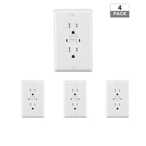 15 Amp GFCI Outlets Tamper-Resistant Self-Test GFCI Receptacles with LED Indicator Decor Wall Plate Included (4-Pack)