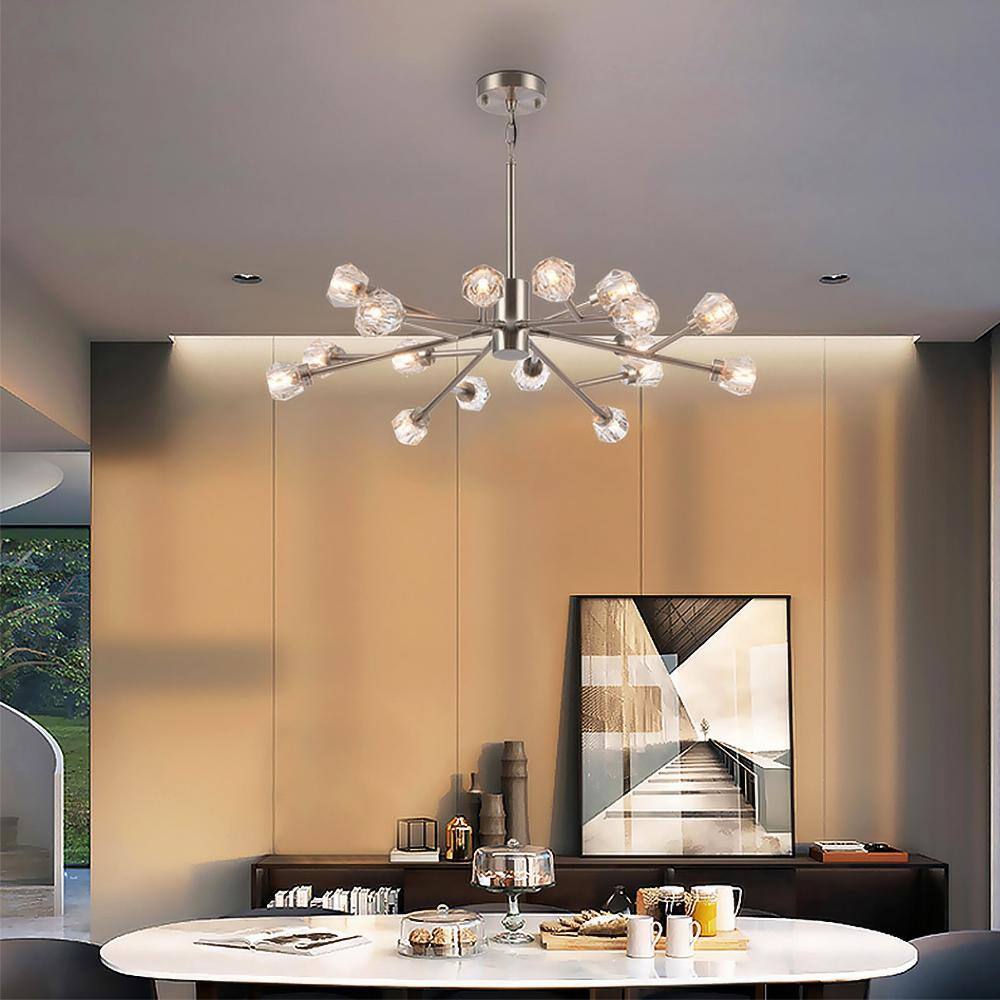 Sleek Shiny Nickel 29.5" Crystal Bass Shade Chandelier
