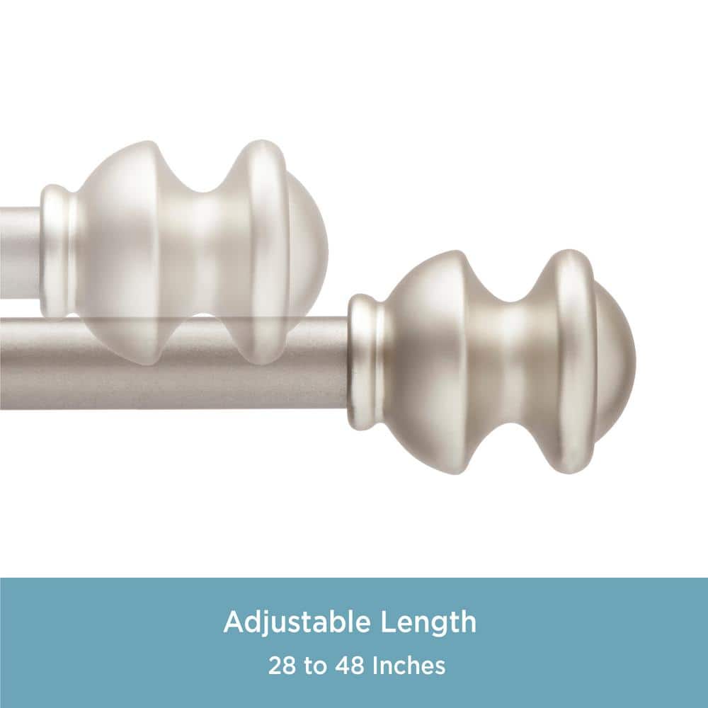 Kendall Brushed Nickel Adjustable Single Curtain Rod Set