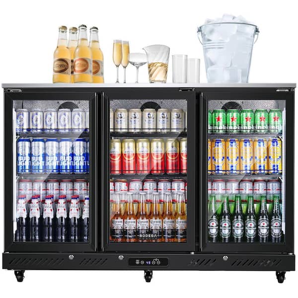 53 in. 11.5 cu. ft. in Counter Height Back Bar Cooler Refrigerator with LED in Black, ETL Certified, 32°F to 50°F