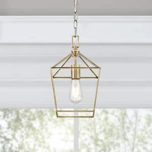 Weyburn 1-Light Caged Brushed Brass Farmhouse Hanging Mini Kitchen Pendant Light