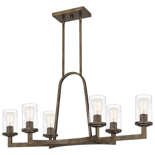 Quoizel Antonin 6-Light Statuary Bronze Island Light with Clear Seeded Glass