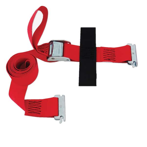 SNAP-LOC 8 ft. x 2 in. x 8 ft. Logistic Cam E-Strap with Hook and Loop Storage Fastener in Red
