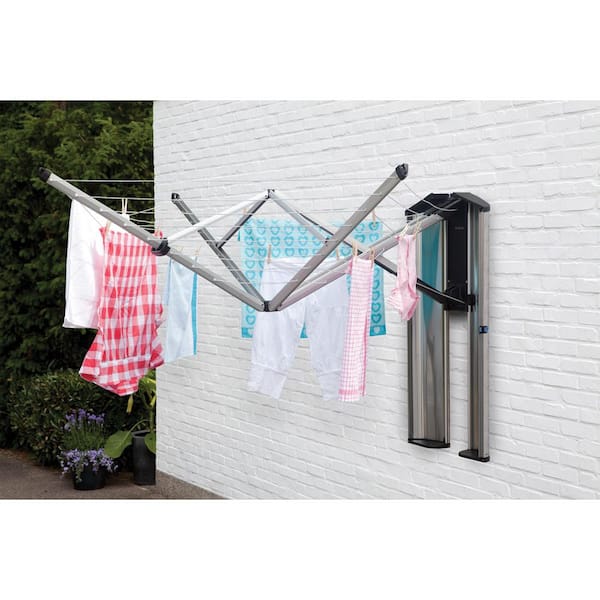 Wall-Mounted Washing Line Clothes Dryer 24m Retractable Fold Away Space Saving 