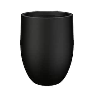Large Black Concrete Tall Tapered Cylinder Planter Lightweight with Drainage Hole (17 in. L x 17 in. W x 22 in. H)