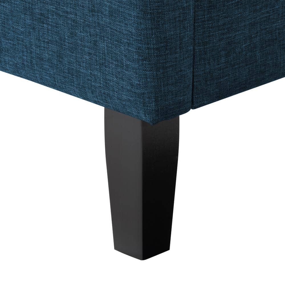 Ocean Blue Upholstered Full Bed with Tufted Headboard