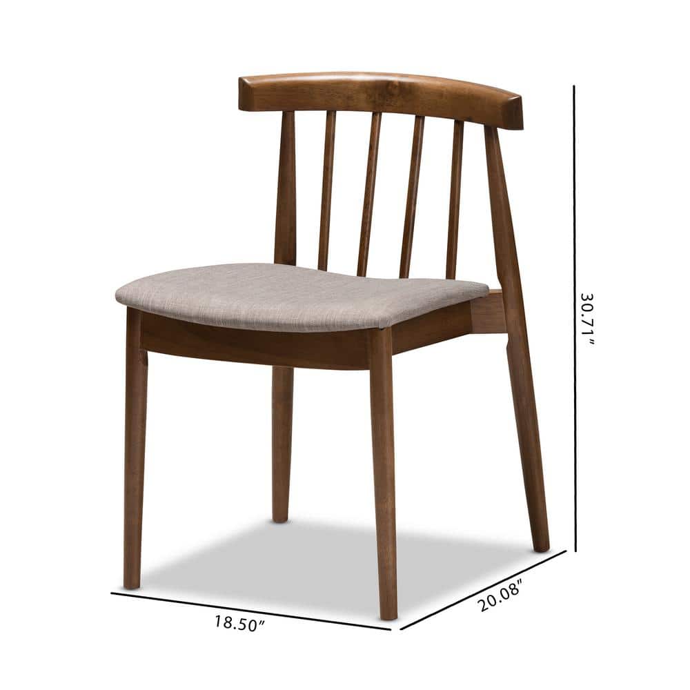 Wyatt Mid-Century Modern Walnut Wood Dining Chair Set with Beige Upholstery