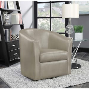 Turner Champagne Faux Leather Upholstery Sloped Arm Accent Swivel Chair