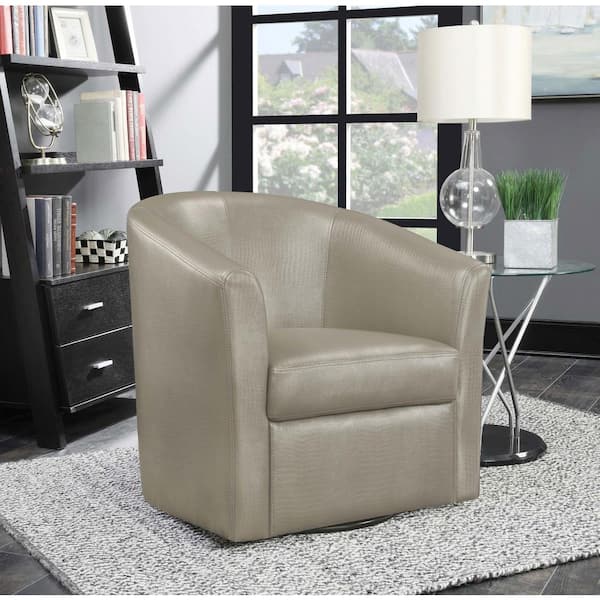 Coaster Turner Champagne Faux Leather Upholstery Sloped Arm Accent Swivel Chair