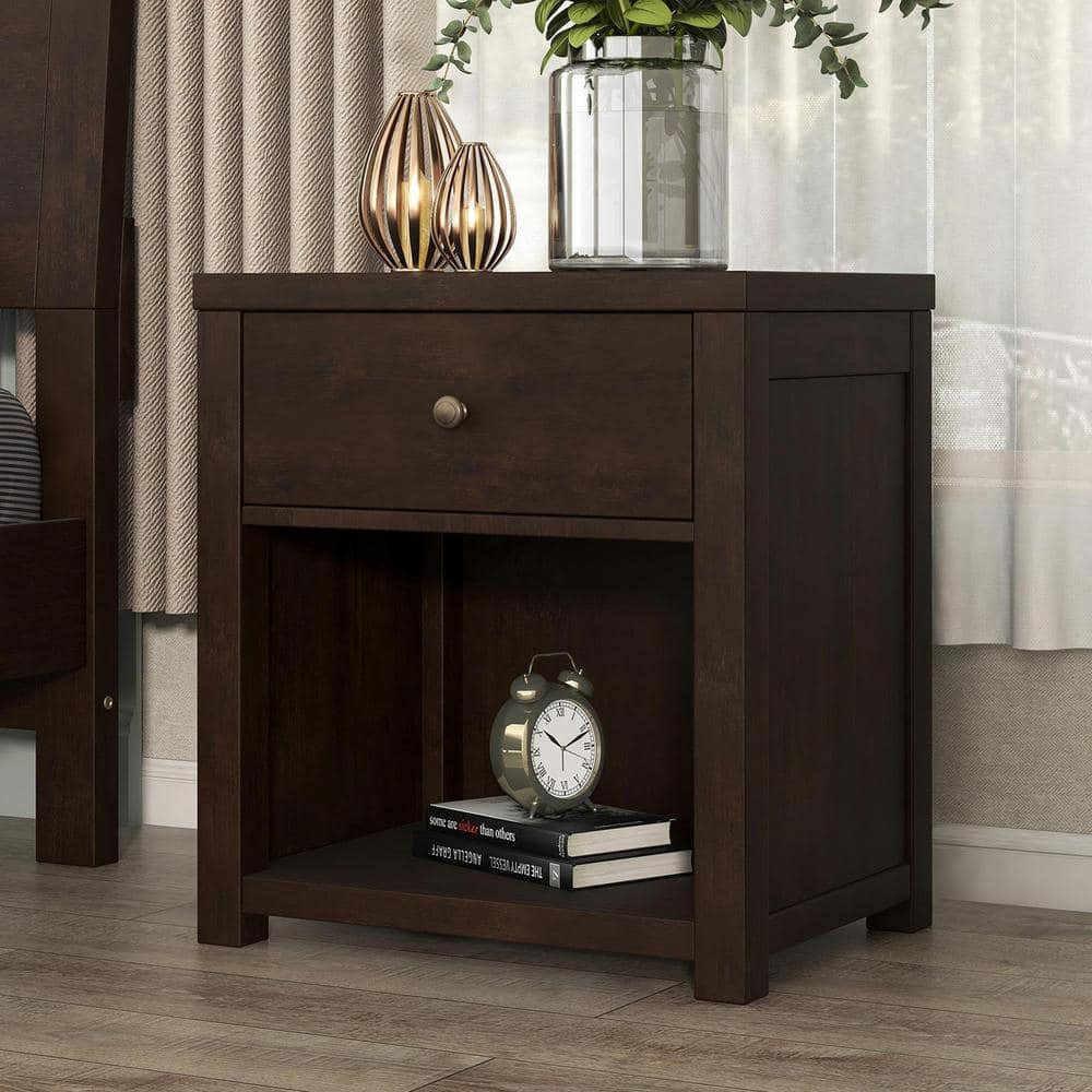 Uhrichsville 1 - Drawer Iron Nightstand Loon Peak Color: Brown