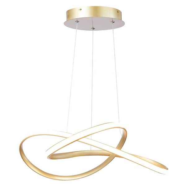 Merra 50-Watt Integrated LED Gold Geometric Ring Chandelier with