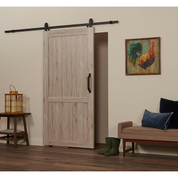 Millbrooke White PVC Vinyl H Style Barn Door with Sliding Door Hardware Kit