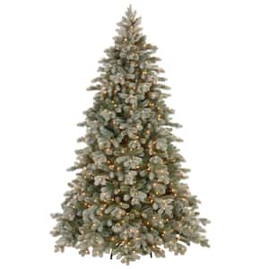7-1/2 ft. Poly Frosted Colorado Spruce Hinged Artificial Christmas Tree with 750 Clear Lights