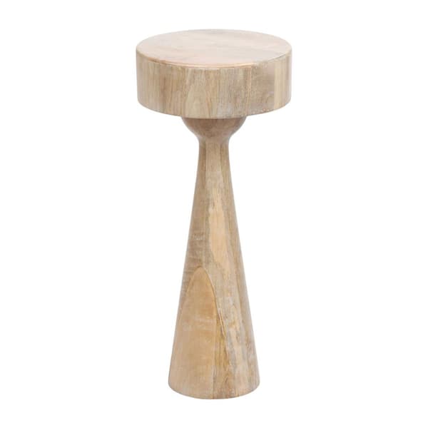 Kate and Laurel Solbrett 9.50 in. Natural Round Solid Wood End Table