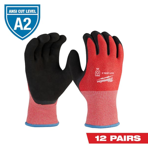 Milwaukee Medium Red Latex Level 2 Cut Resistant Insulated Winter Dipped Work Gloves (12-Pack)