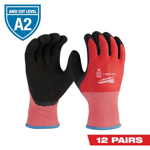 Milwaukee XX-Large Red Latex Level 2 Cut Resistant Insulated Winter Dipped Work Gloves (12-Pack)