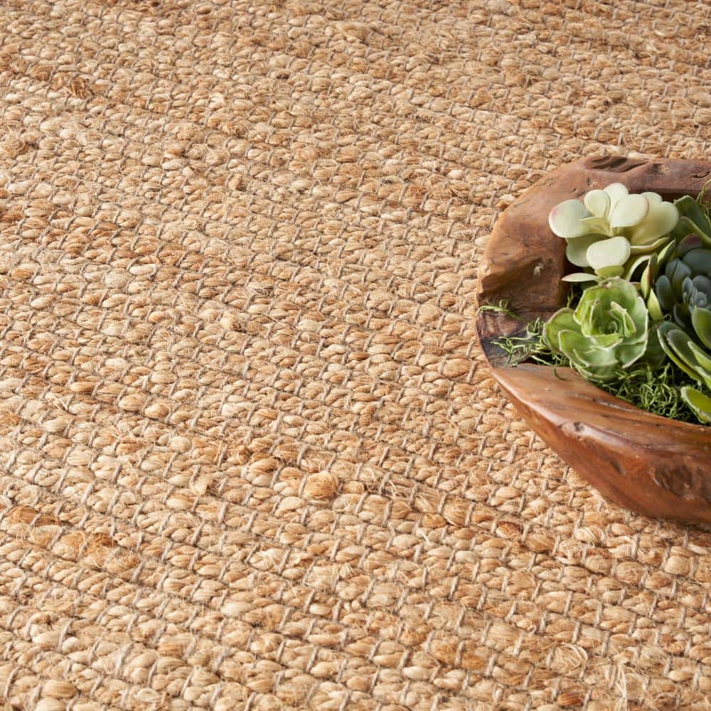 Natural Jute Square 5' x 5' Flatwoven Handmade Rug