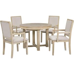 Brown 5-Piece Extendable Dining Table with 4 Chairs