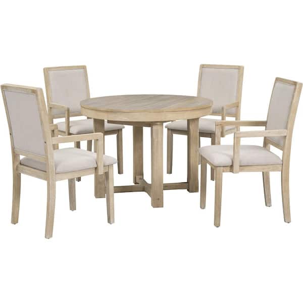 Nestfair Brown 5-Piece Extendable Dining Table with 4 Chairs