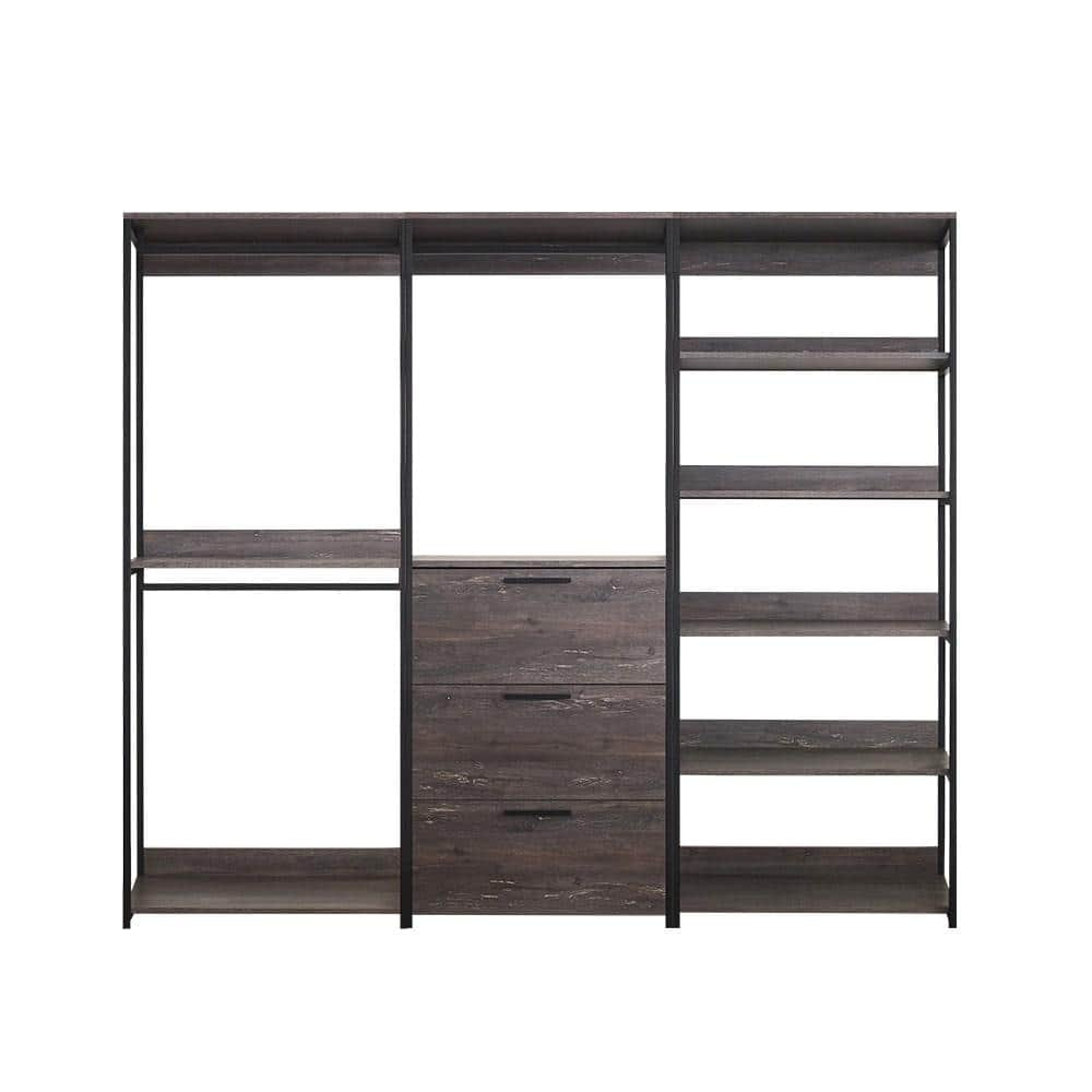 Klair Living Monica 96 in. W Rustic Gray Freestanding 3 Tower System 7 ...