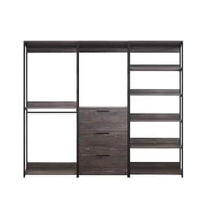 Monica 96 in. W Rustic Gray Freestanding 3 Tower System 7 -Shelf Walk in Wood Closet System with Metal Frame