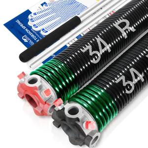 0.243 in. Wire x 2 in. x 34 in. L Electrophoresis Garage Door Torsion Springs in Green Left and Right with Winding Bars