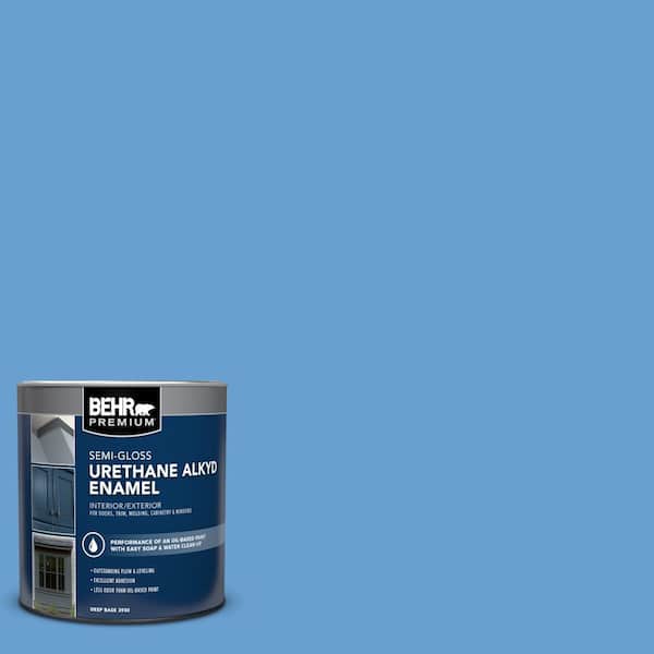 BEHR PREMIUM 1 qt. #P520-4 Cornflower Semi-Gloss Enamel Urethane Alkyd Interior/Exterior Paint