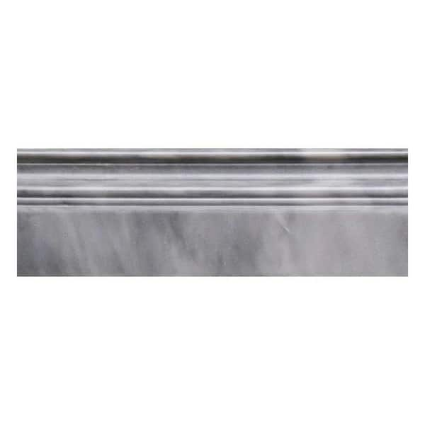 Apollo Tile Gray Grandis 4 in. x 12 in. Marble Polished Baseboard Tile Trim (3.33 sq. ft./case) 10-Pack