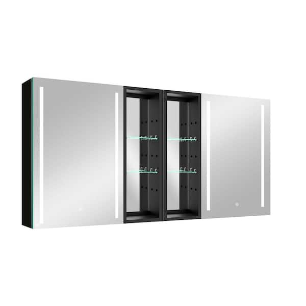 Modland 60 in. W x 30 in. H Large Rectangular Silver Aluminum Recessed or Surface Mount Medicine Cabinet with Mirror