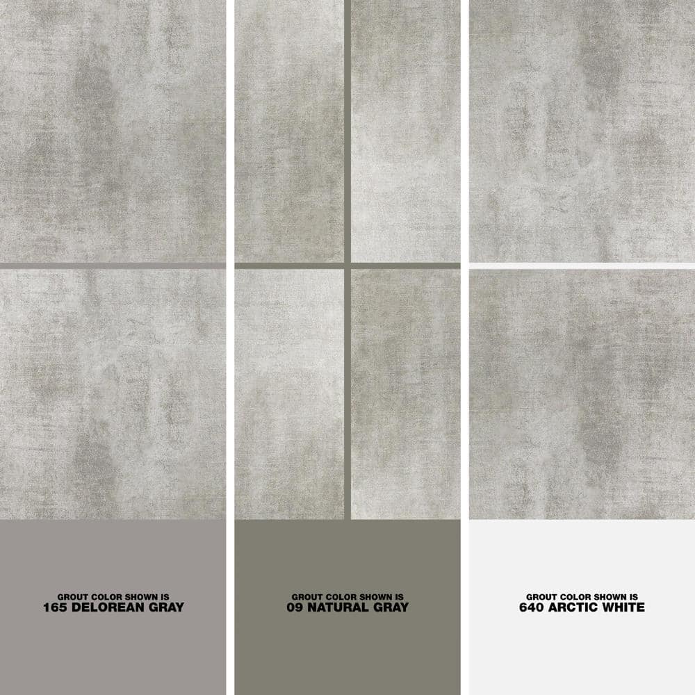 Essential Large Silver Matte Porcelain Concrete Look Tile
