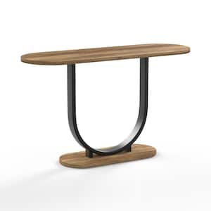 Juantabo 47.25 in. Rustic Oak and Sand Black Oval Wood Console Table