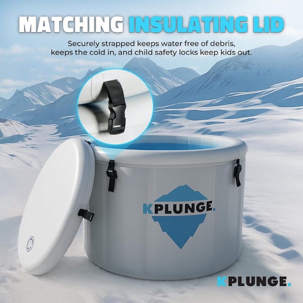 Arctic Fox 1-Person 0-Jet Inflatable Cold Plunge Ice Bathtub/Hot Tub with PVC Insulated Lid Pump and Repair Kit in Gray